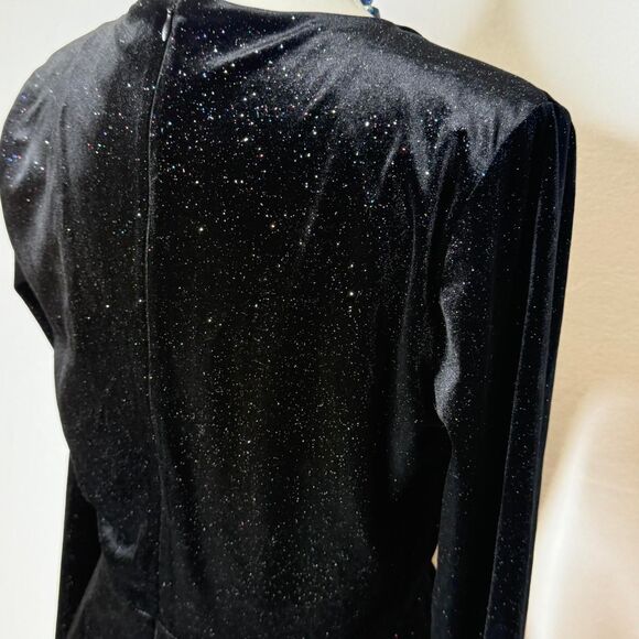 Candie's Black velvet mini shorts romper with multicolored rainbow sparkles - Picture 7 of 8